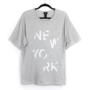 H&M New York Graphic Tee Gray XL Short Sleeve